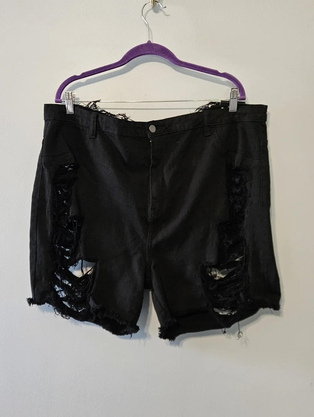 NWT Fashion Nova Black Distressed Denim Shorts